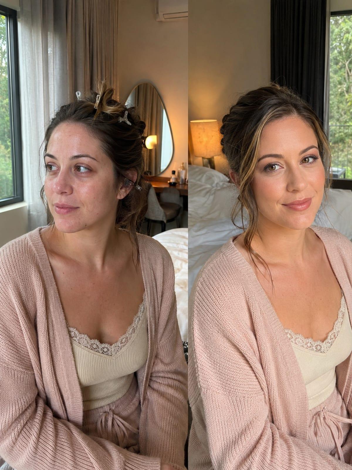 Outdoor Hawkesbury wedding ceremony with bride in natural makeup