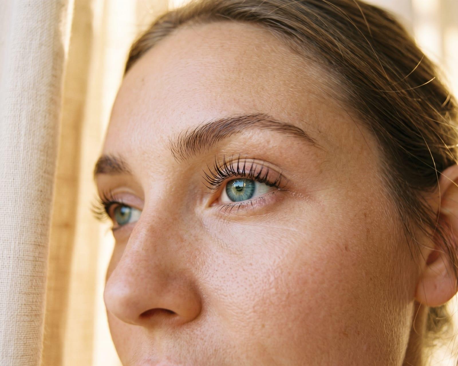 Eyelash lift result, naturally lifted and curled lashes