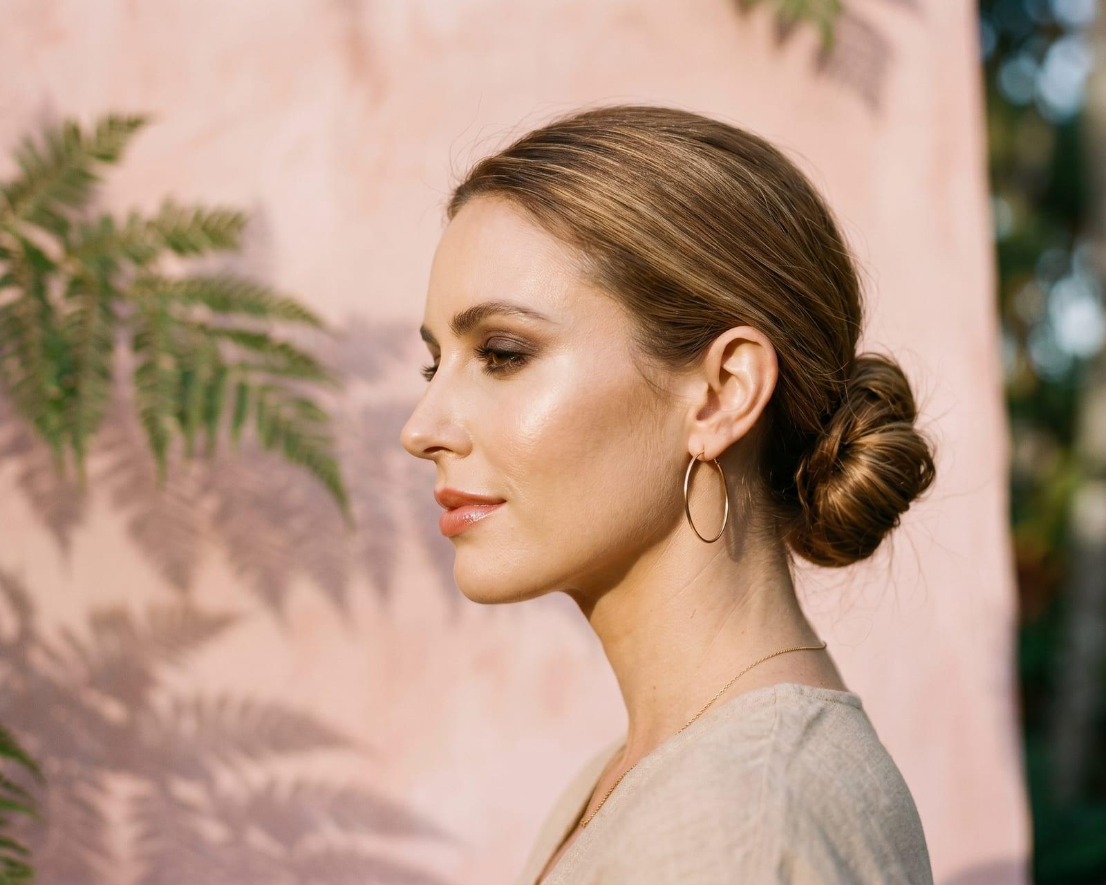 Wedding guest with soft, polished, long-wearing makeup applied at home
